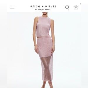 Alice + Olivia Pink Diamond Mesh Skirt